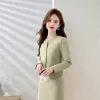office wear uniform yound lady pink suit jacket skirt set free shipping